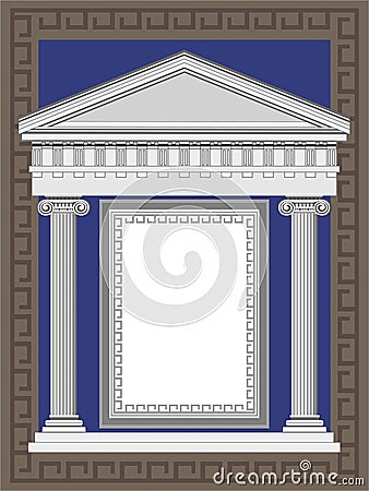 Antique Temple Facade Vector Illustration