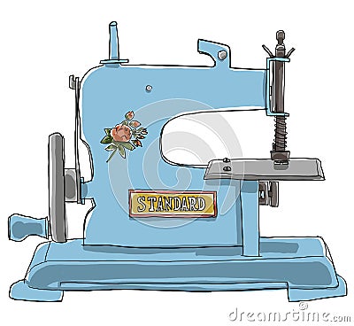 Antique toys blue sewing Machine Stock Photo