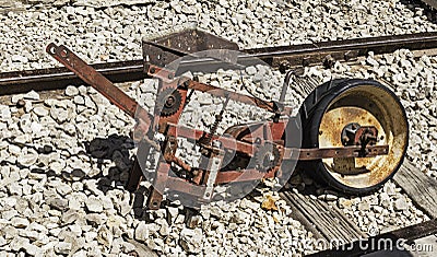 An Antique Track Inspection Trolley at the First Railroad Station in Jerusalem Stock Photo