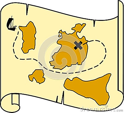 Antique treasure map Vector Illustration