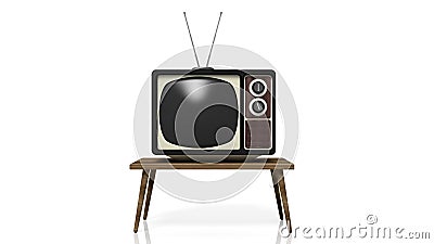 Antique TV set on table Stock Photo