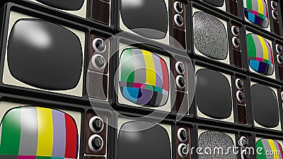 Antique TV sets background Stock Photo