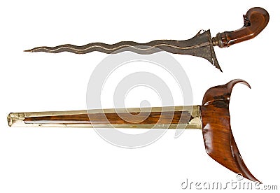 Antique typical Indonesian kris knife Stock Photo