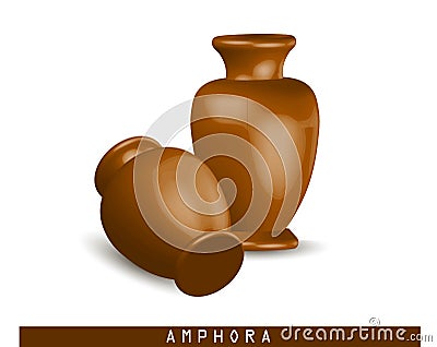 Antique vase. Greek amphora. Clay vase. The flowerpot is classic. old clay amphora isolated on white Vector Illustration