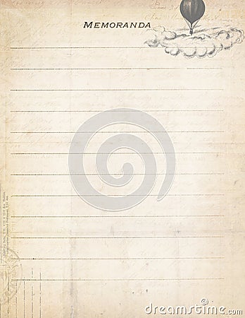 Antique vintage memo paper with balloon Stock Photo