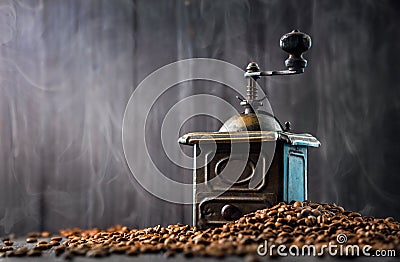 Antique vintage retro bronze coffee mill Stock Photo