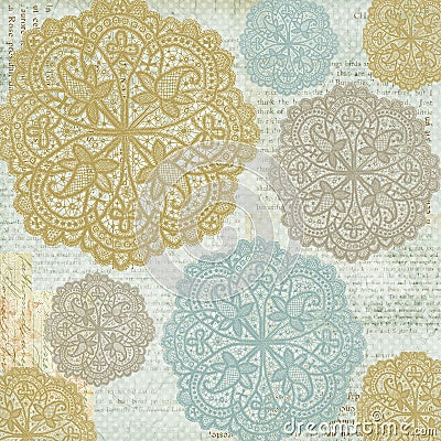 Antique Vintage shabby chic style lace patterned background Stock Photo