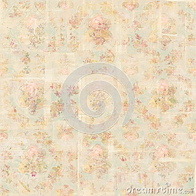 Antique Vintage style botanical pink floral roses background Stock Photo