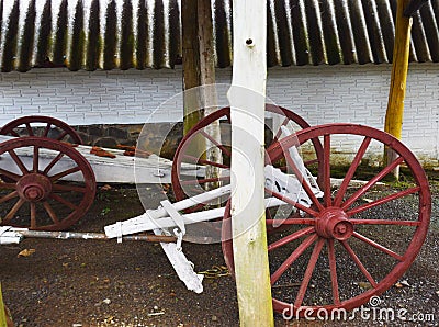 Antique wagon whee collor Stock Photo
