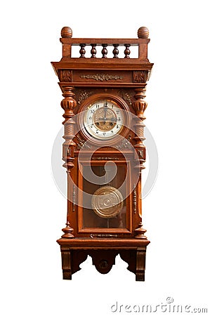 Antique wall clock isolated on white background Stock Photo