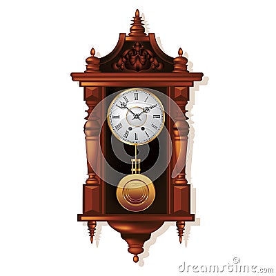 Antique wall clock Vector Illustration