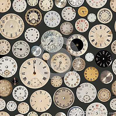 Antique Watch Faces Repeating Background Stock Photo