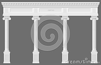 Antique white colonnade Vector Illustration