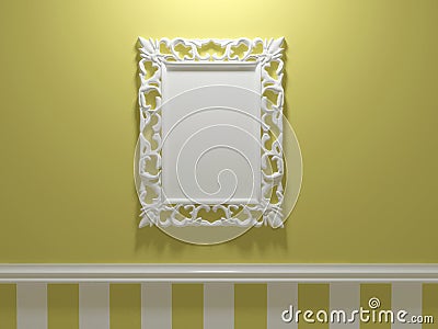 Antique white ornamented picture frame Cartoon Illustration