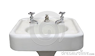 Antique white sink isolated. Stock Photo