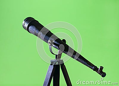 Antique Wood Telescope on a Tripod Stock Photo