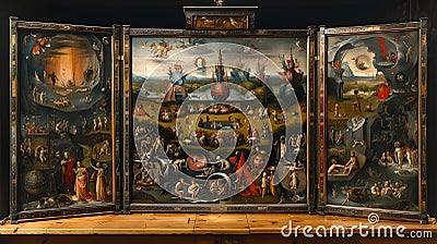 Intricate vintage cabinet of curiosities, antique collection display. perfect for art historians and collectors. a Stock Photo