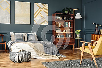 Antique furniture in dark bedroom Stock Photo