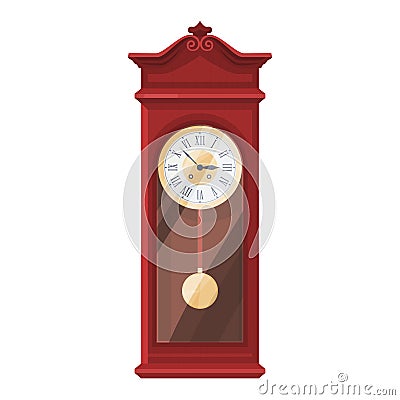 Antique wooden grandfather pendulum clock vector isometric illustration Vector Illustration