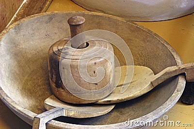 Antique Wooden Kitchen Items Stock Photo - Image: 13864300