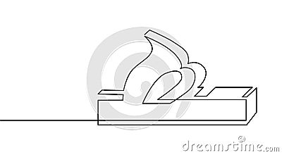 Antique wooden planer for planing wood. Continuous line drawing vector Vector Illustration