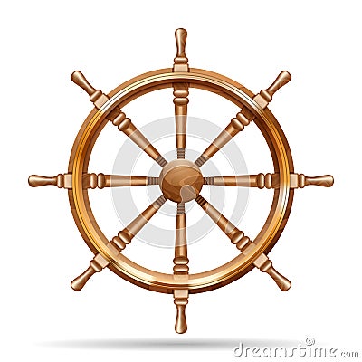 Antique wooden ship wheel Vector Illustration