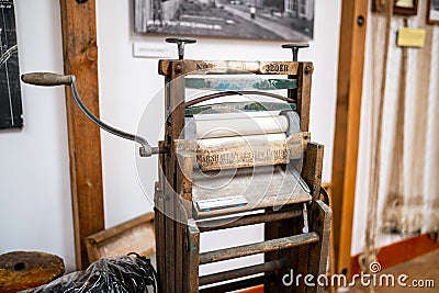 Antique Wringer washing machine on the display Editorial Stock Photo