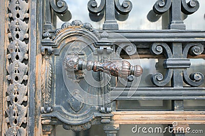 Antique wrought iron door and handle Stock Photo