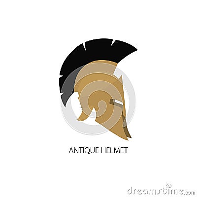 Antiques Roman or Greek Helmet Isolated on White Vector Illustration