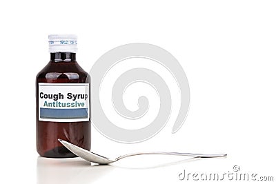 Antitussive cough mixture is prescribed as medication for dry cough Stock Photo