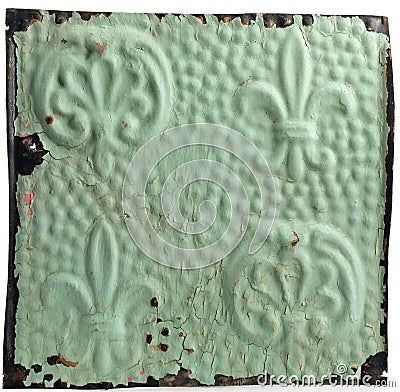 Antiue ceiling tile with fleur-de-lis design Stock Photo