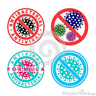 Antiviral, Antibacterial, Antivirus sign, icon, symbol. Vector illustration Vector Illustration