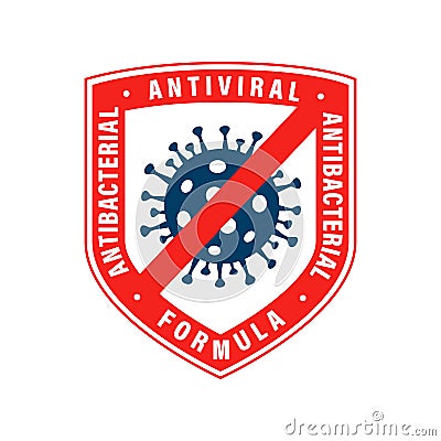 Antiviral antibacterial coronavirus formula shield icon Vector Illustration