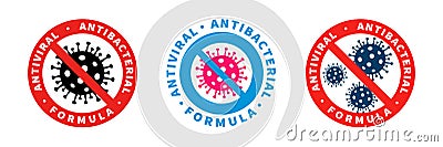 Antiviral antibacterial coronavirus formula vector icons Vector Illustration