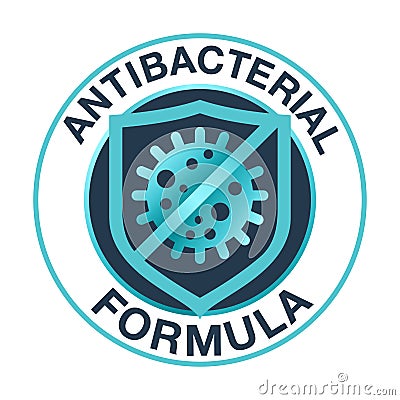 Antiviral antibacterial formula shield icon Vector Illustration