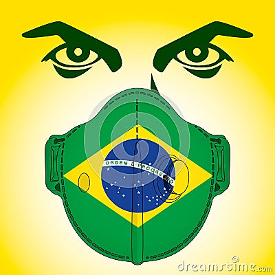 Antiviral mask for anti virus protection with Brazil flag, vector illustration Vector Illustration