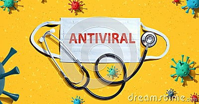 Antiviral theme with mask and stethoscope Stock Photo