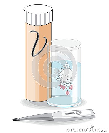 Antiviral vaccine Effervescent pill Vector Illustration