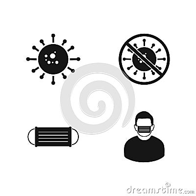 Antivirus, Antibacterial, Antipollution Icon Set. Vector Illustration