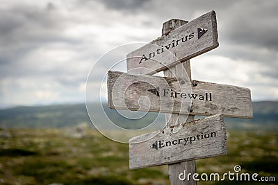 Antivirus, firewall and encryption Stock Photo