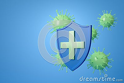 Antivirus shield, concept of coronavirus and protection. Mockup Stock Photo