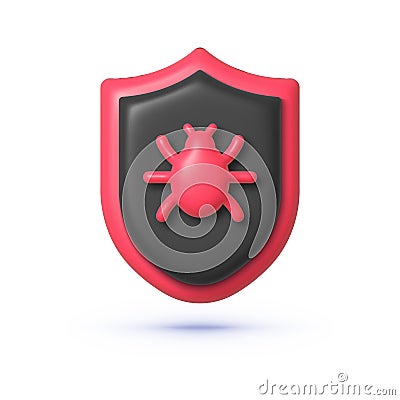 Antivirus shield protection, great design for any purposes. 3d icon with antivirus shield protection for medical design Vector Illustration