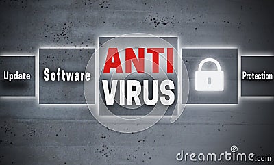 Antivirus touchscreen concept background Stock Photo