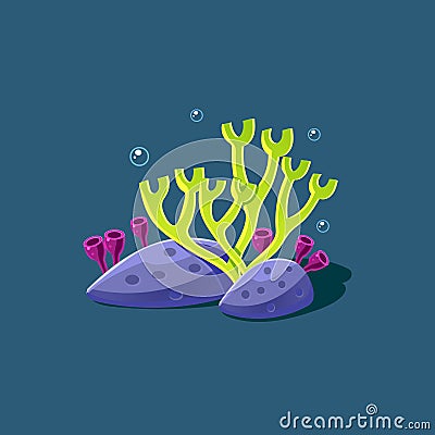 Antler Coral And Polyp Vector Illustration