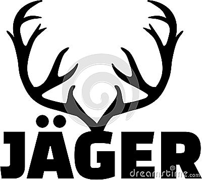 Antler with hunter word german Vector Illustration