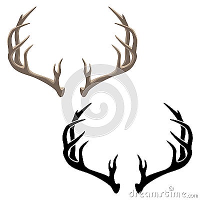 Antler Vector Illustration in both Color and Black Line Art Vector Illustration