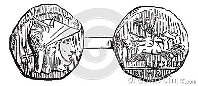 Antoninianus or Roman Coin, vintage engraving Vector Illustration