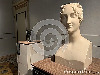 Antonio Canova, Sappho, marble at the GAM, Torin, Italy Editorial Stock Photo