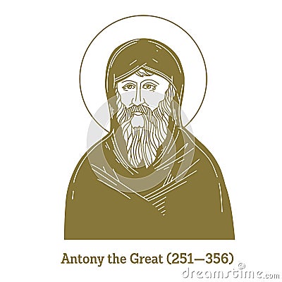 Antony the Great 251-356 was a Christian monk from Egypt, revered since his death as a saint. For his importance among the Deser Vector Illustration