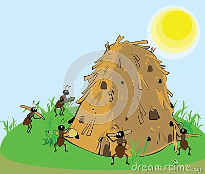 Ants building the anthill Stock Photo